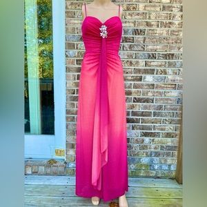 Y2K Pink & Peach Coral Sparkly Ombre Prom Dress